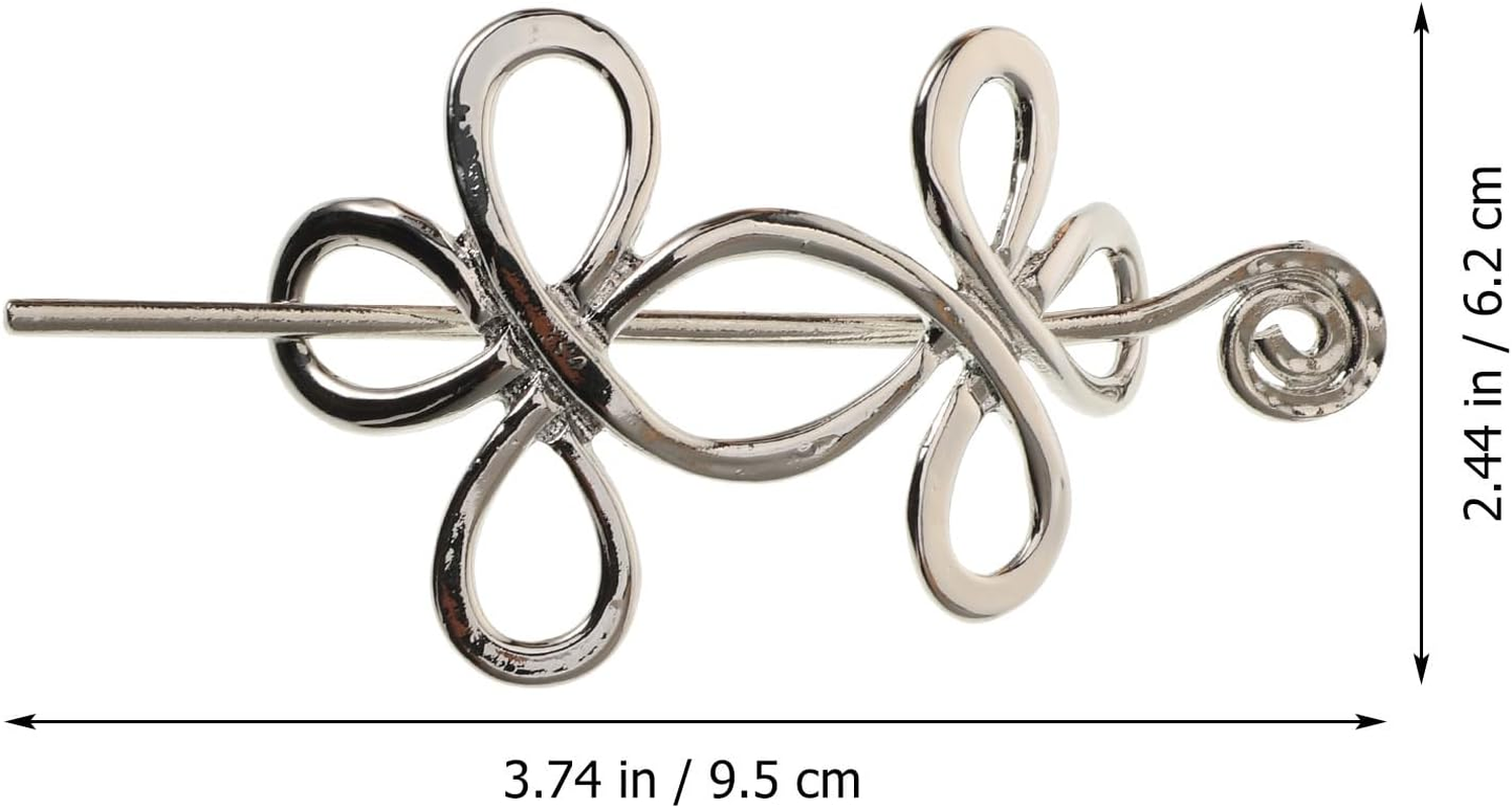 FRCOLOR Pack of 3 Celtic Hair Clips for Thin Hair Silver Celtic Hair Clips with Celtic Knot Celtic Hair Clips for Women Hair Clip with Rod Women'S Feather Hair Fork
