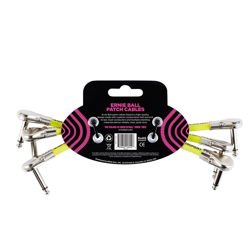 Ernie Ball 6" Flat Angle/Flat Angle Patch Cable 3-Pack - White image number 1