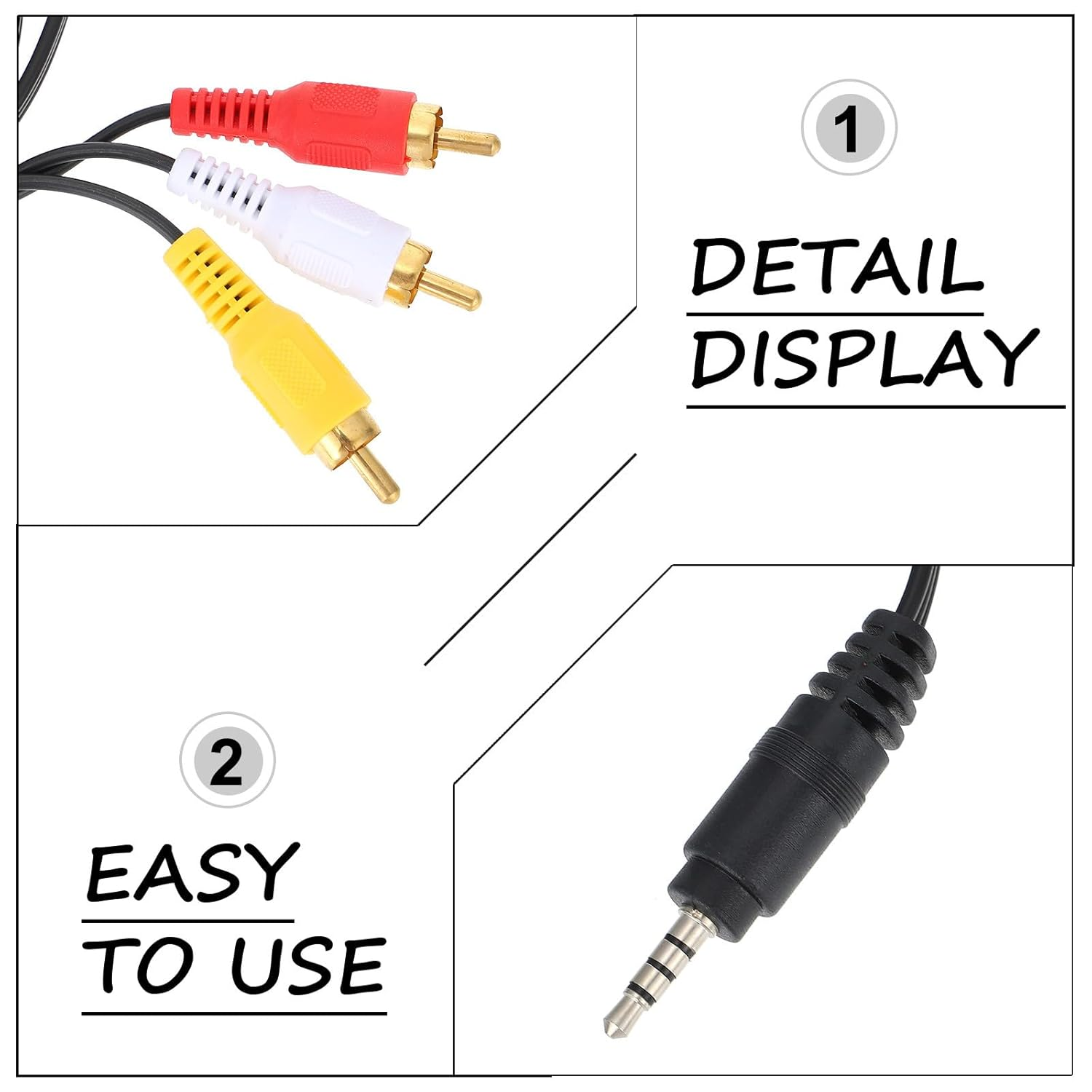 Zerodeko 2Pcs 3.5Mm to AV Audio Splitter Cable, Full Copper 3-In-1 Aux Adapter Cord for Home Theater Speaker, DVD Player, and Computer Audio Connection