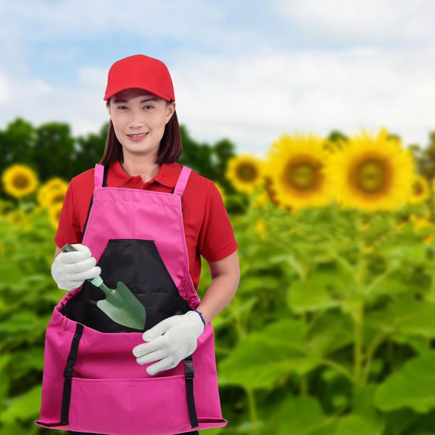 Kisangel Gardening Apron for Fruit Picking Garden Vegetable Harvesting Berry Storage Bag Apron Pockets for Outdoor Orchard Use