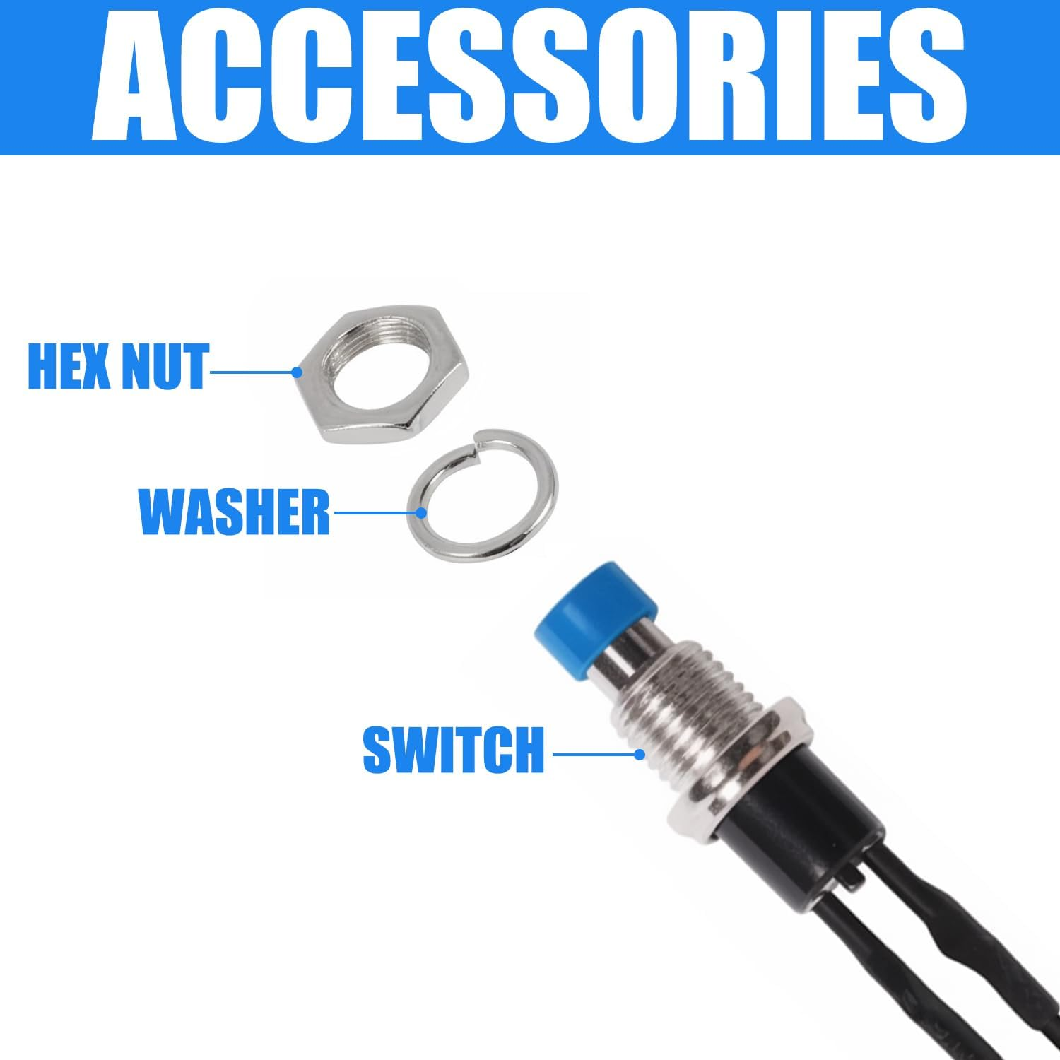 Aikoolwer Momentary Push Button Switch 7Mm 1A 48V Prewired Mini round Spst Normal Open Universal for Car Boat Model Railway Power image number 4