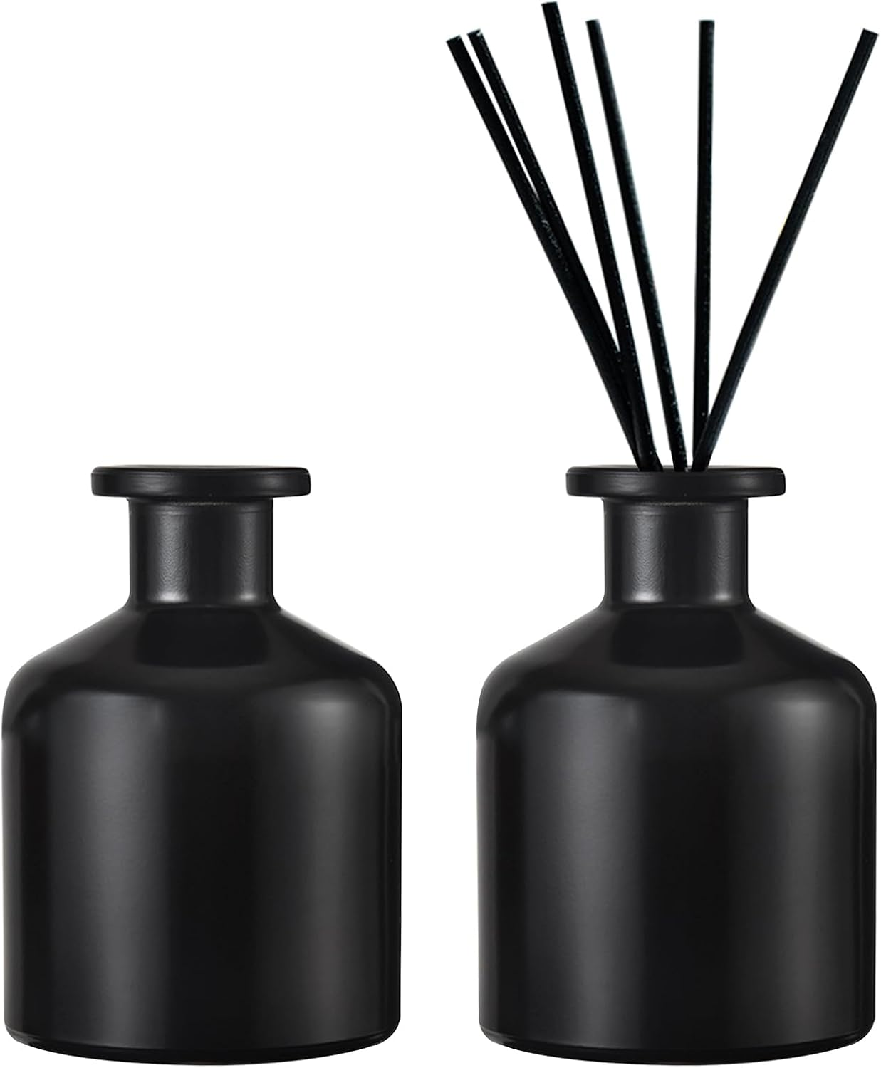 DEARBAG Set of 2 Black Glass Diffuser Bottles Set, 200 Ml Matte Glass Bottles for Room Fragrance Diffuser, Empty Diffuser Bottle, Aroma Diffuser Bottles Container for Essential Oils, Aromatherapy