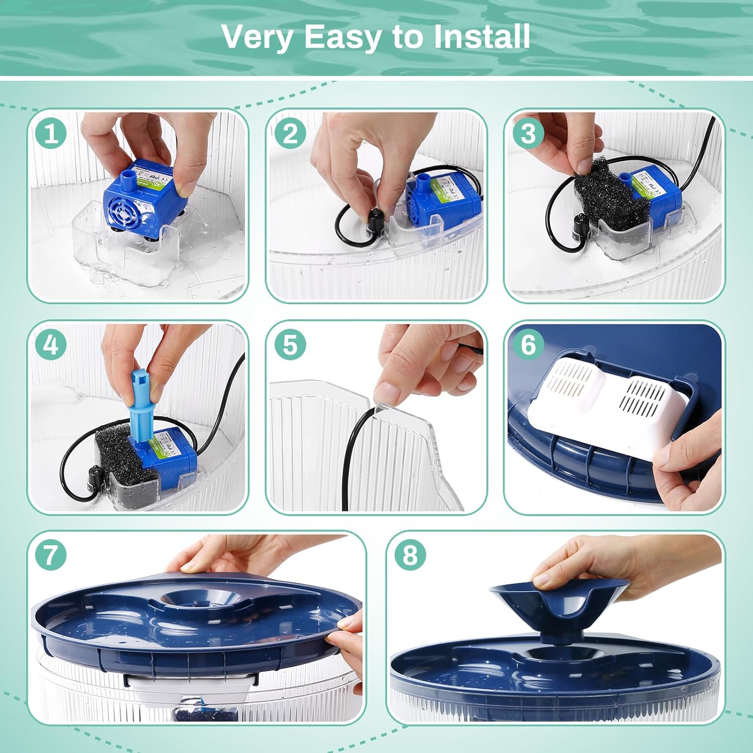 BFLICROY 170Oz/5L Dog Water Fountain, Large Extra Quiet Pet Water Fountain, Automatic Dog Water Bowl Dispenser with LED Light, Multi-Filtration Cat Water Fountain for Dogs and Pets