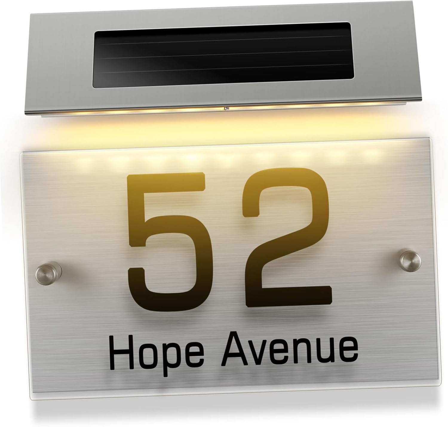 IWOWHERO Outdoor Solar House Number Lamp Led Address Diy Acrylic Easy to Install for Night Use image number 2