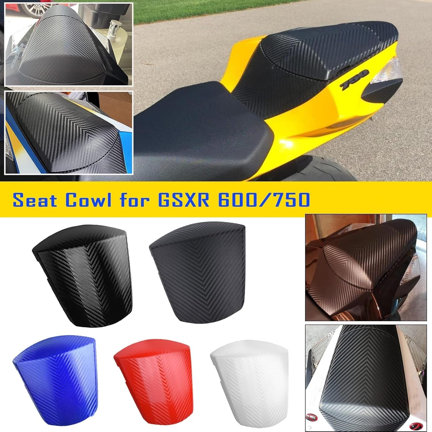 Motorcycle Rear Passenger Pillion Solo Fairing Tail Cover Rear Seat Cowl for Su.Zuki GSXR600 GSXR750 GSXR GSX-R 600 750 2011 2012 2013 2014 2015 2016 2017 2018 2019 2020 2021 2022 (Matte Black)