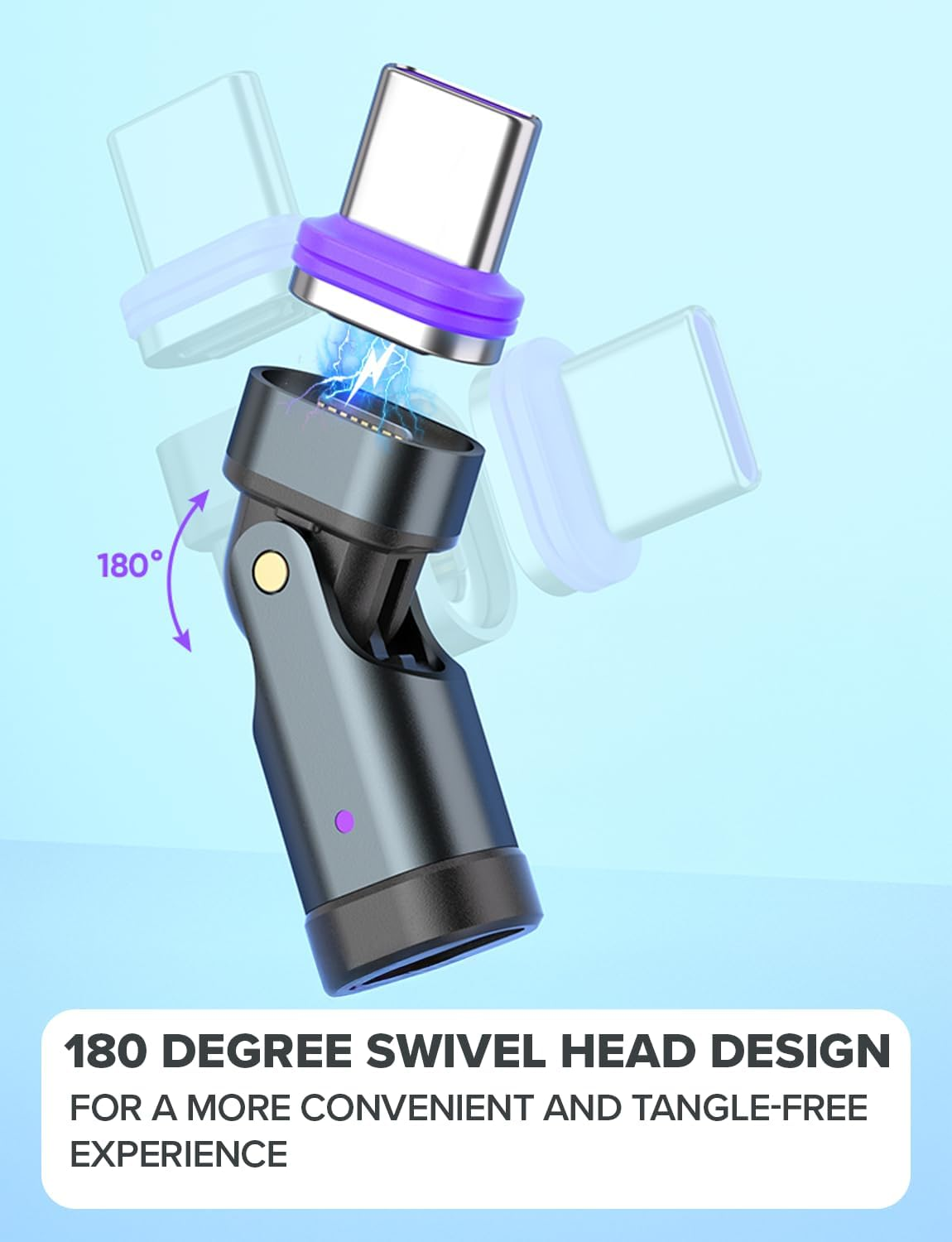 MAGNILINK USB C Magnetic Adapter 180 Degree Right Angle USBC Extender 240W PD Swivel Magnet Charging Connector Type C Breakaway - for Steam Deck, Iphone 15, ROG Ally, Macbook, Switch and More image number 4