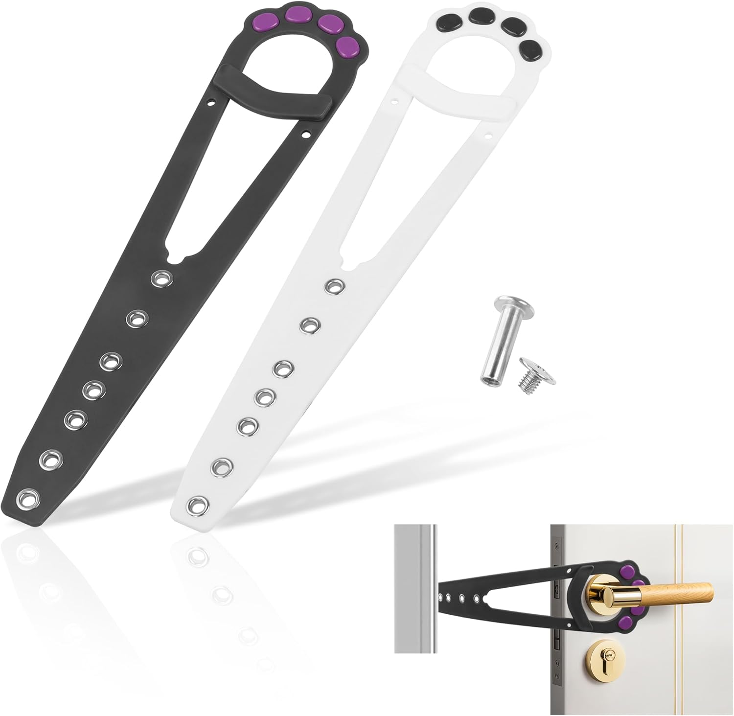 YAODHAOD 2Pcs Cat Door Latch Holder, Cat Door Bracket Latch, Adjustable Door Strap for Letting Cats In, Keeping Dogs Out