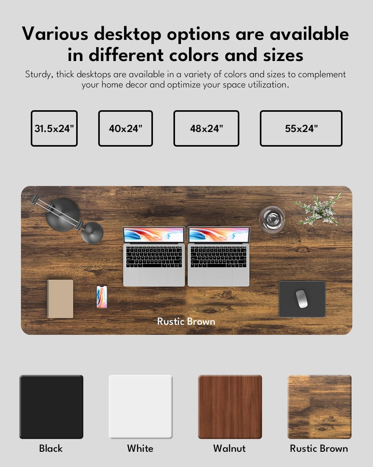 Zontera Standing Desk, Height Adjustable Electric Stand up Desk, 140X60Cm Sit Stand Home Office Desk with Splice Board (Rustic Brown) image number 1