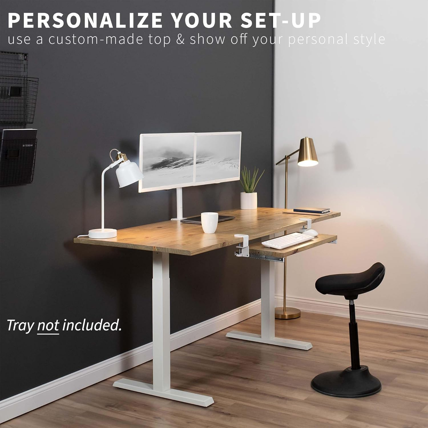 VIVO Clamp and 12 Inch Rail Set for DIY Custom Wooden Keyboard Trays (Tray Not Included), under Desk Pull Out Slider Track with Extra Sturdy C-Clamp Mount System, White, MOUNT-RAIL02W - White image number 5