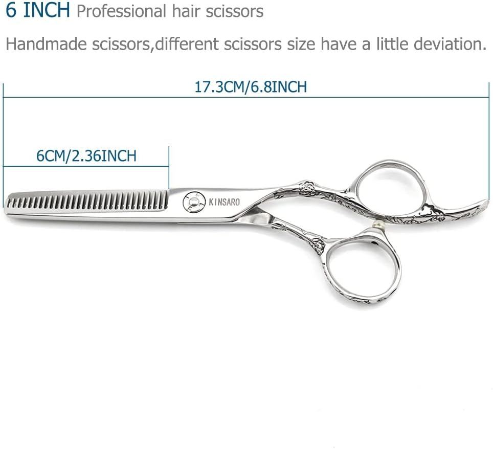 Hair Scissors 6 Inch Professional Barber Scissors Hair Thinning Scissors Thinning Shears 440C Barber Shears 30 Teeth Rose Handle Kinsaro