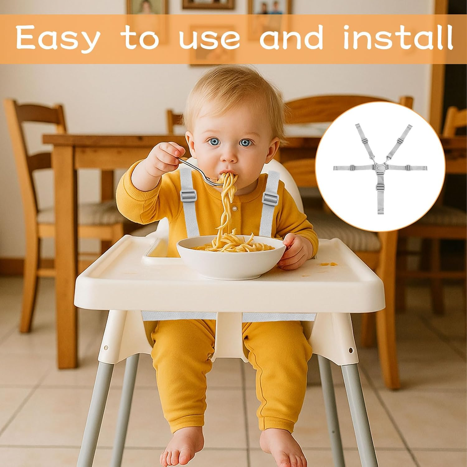 High Chair Straps, Children'S Straps, Baby Portable Chair Belt, Replacement Harness Straps for Most 5 Point High Chairs, Safety Harness Convertible Straps for High Chair Belt