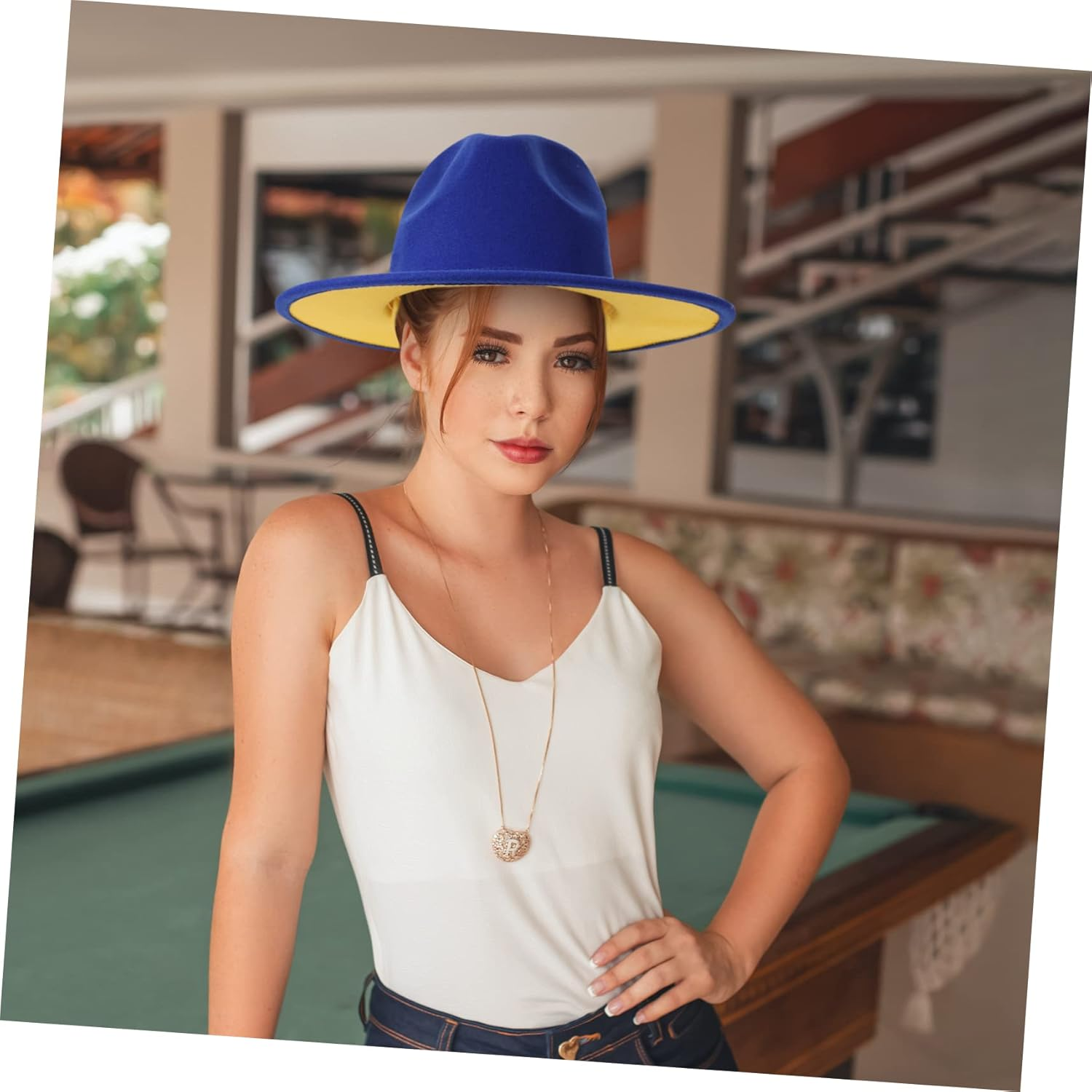 LIFKOME Fedora Outdoor Hats Top Hats for Men Hats Wide Brim Hat for Man Vintage Hats Flat Top Hat Wide Jazz Hat Costume Tops Hat Sombrero Hats for Women Classic Jazz Hat Woolen - White image number 6