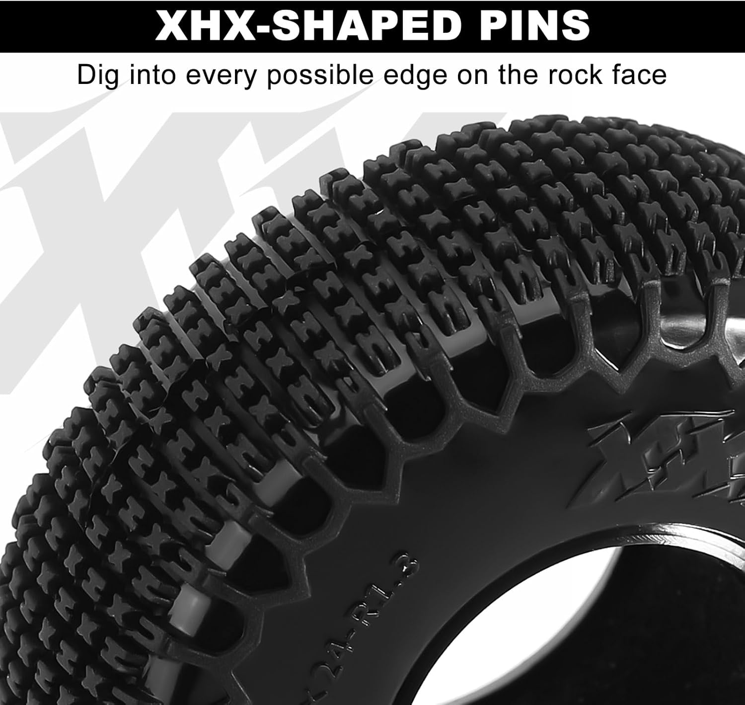 INJORA 1.3 Inch XHX Pen Tyres for Trx4M SCX24, 72 X 24 Mm, S5 Compound, Pack of 4 image number 4