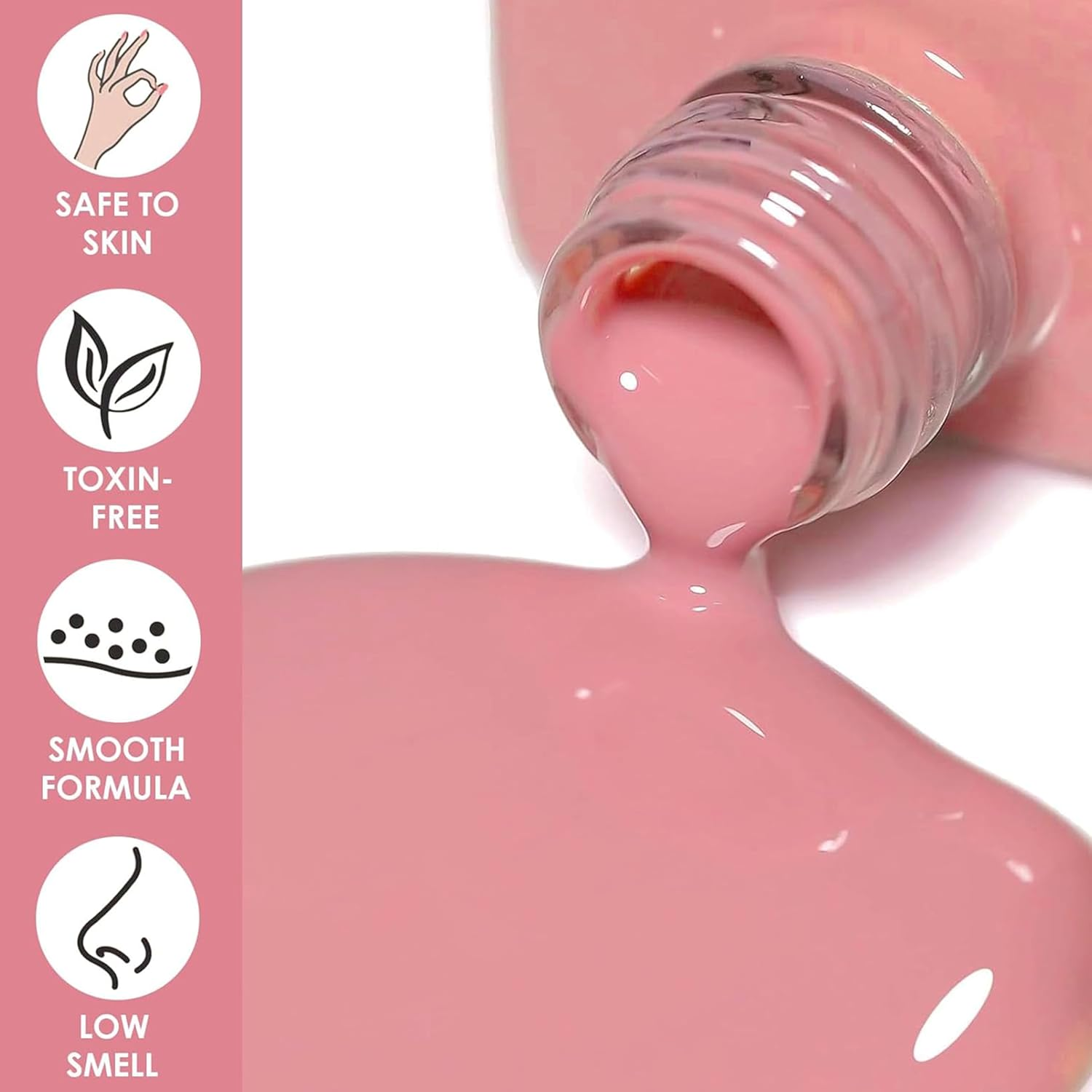 4 Colour Shiny Nail Polish Set - Quick-Drying Long-Lasting Nail Polish without UV Lamp - Non-Toxic Water-Based Colour Polish - Natural Nail Polish with Vegan Formula, Shimmer Pink (NUDE)