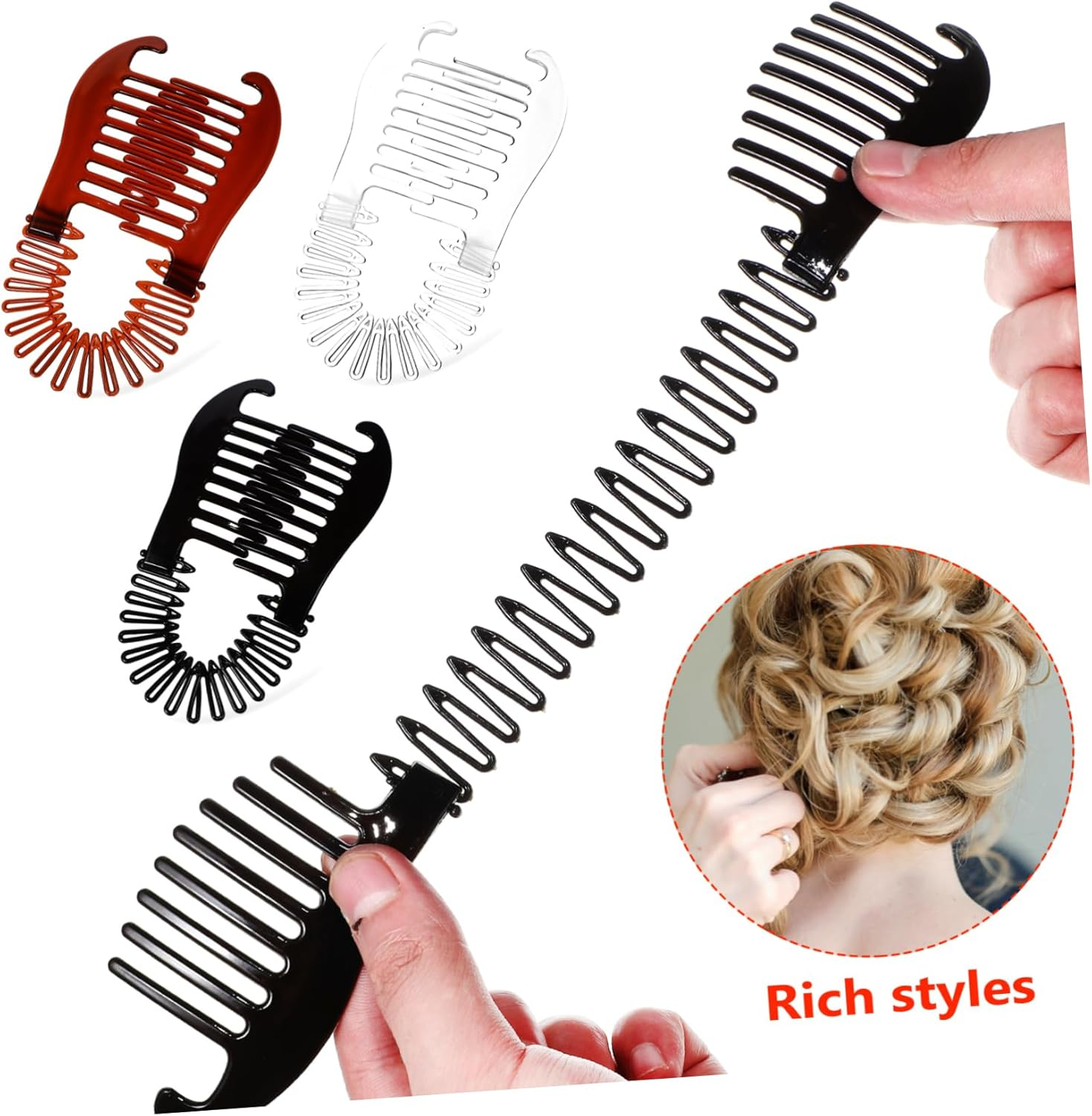 ASAKKURA 18 Pcs Banana Hair Clips Vintage Style Hair Accessories for Women Secure Hold Lightweight Clips for Ponytails Buns and Updos image number 1