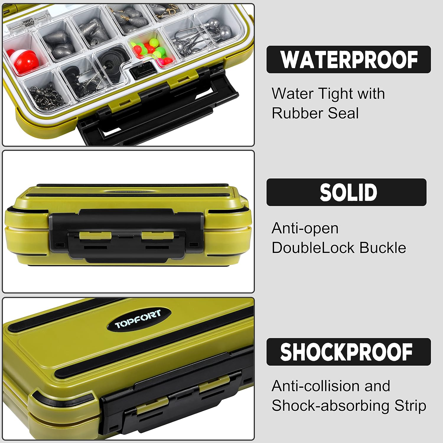 TOPFORT 187/343Pcs Fishing Accessories Kit, Including Jig Hooks, Bullet Bass Casting Sinker Weights, Fishing Swivels Snaps, Sinker Slides, Fishing Set with Tackle Box