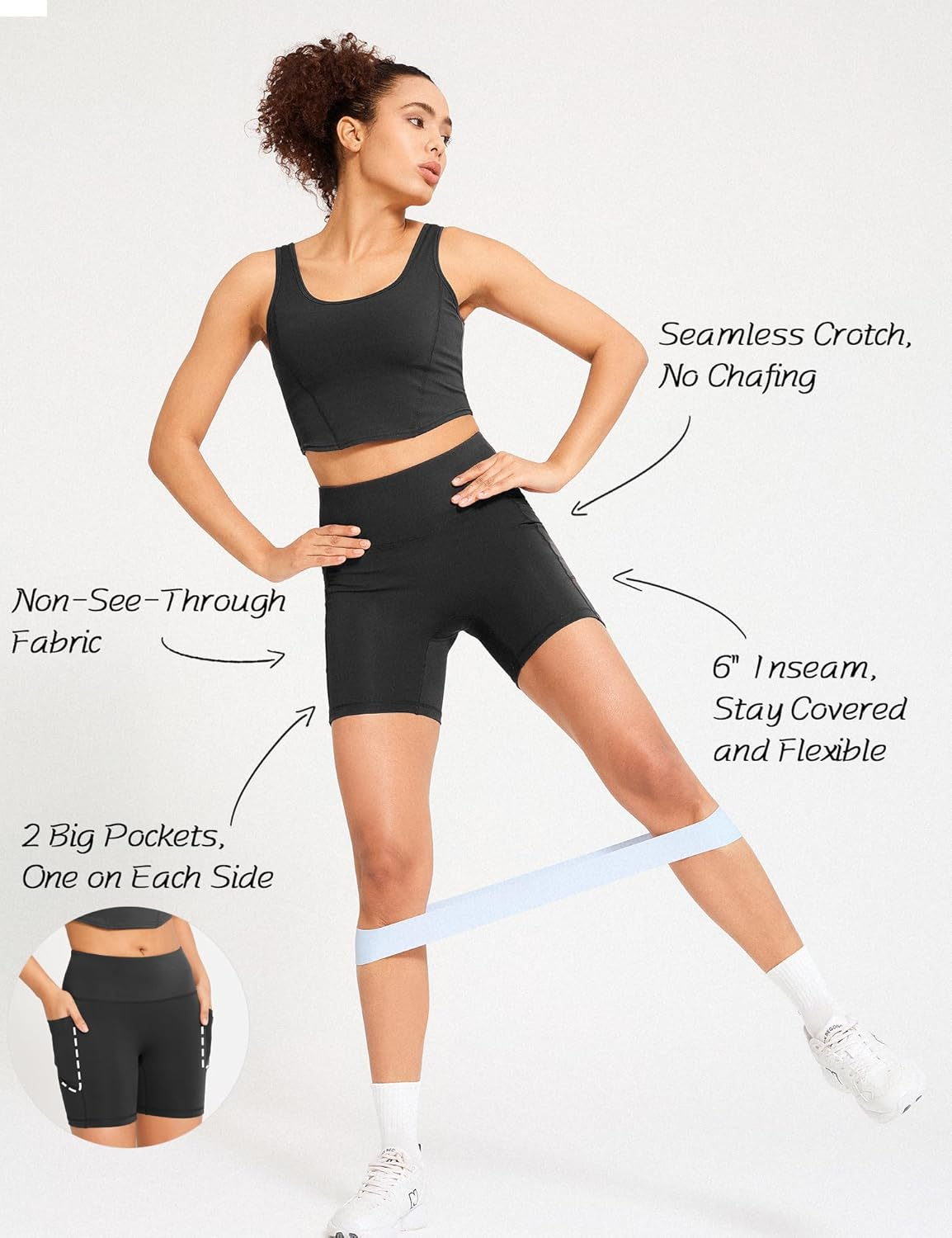 Yogaration Women&rsquo;S Seamless Yoga Shorts with 2 Side Pockets, 6'' High-Waisted for Workout, Gym,Casual Wear image number 1