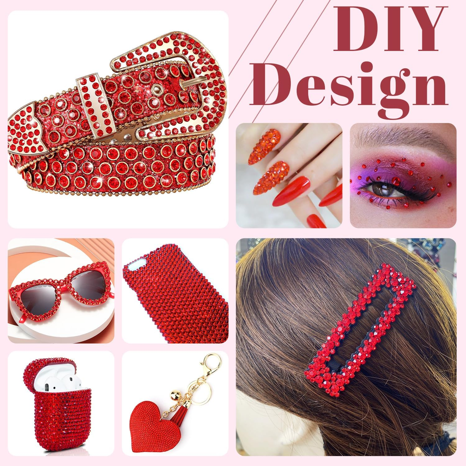 4000PCS 4Mm Resin Rhinestones in Bulk (Red), Bedazzling Flatback Crystals for Crafts DIY Nail Decoration, Gems Charms for Tumbler Shoes Clothing Fabric with Pickup Pen and Tweezers image number 4