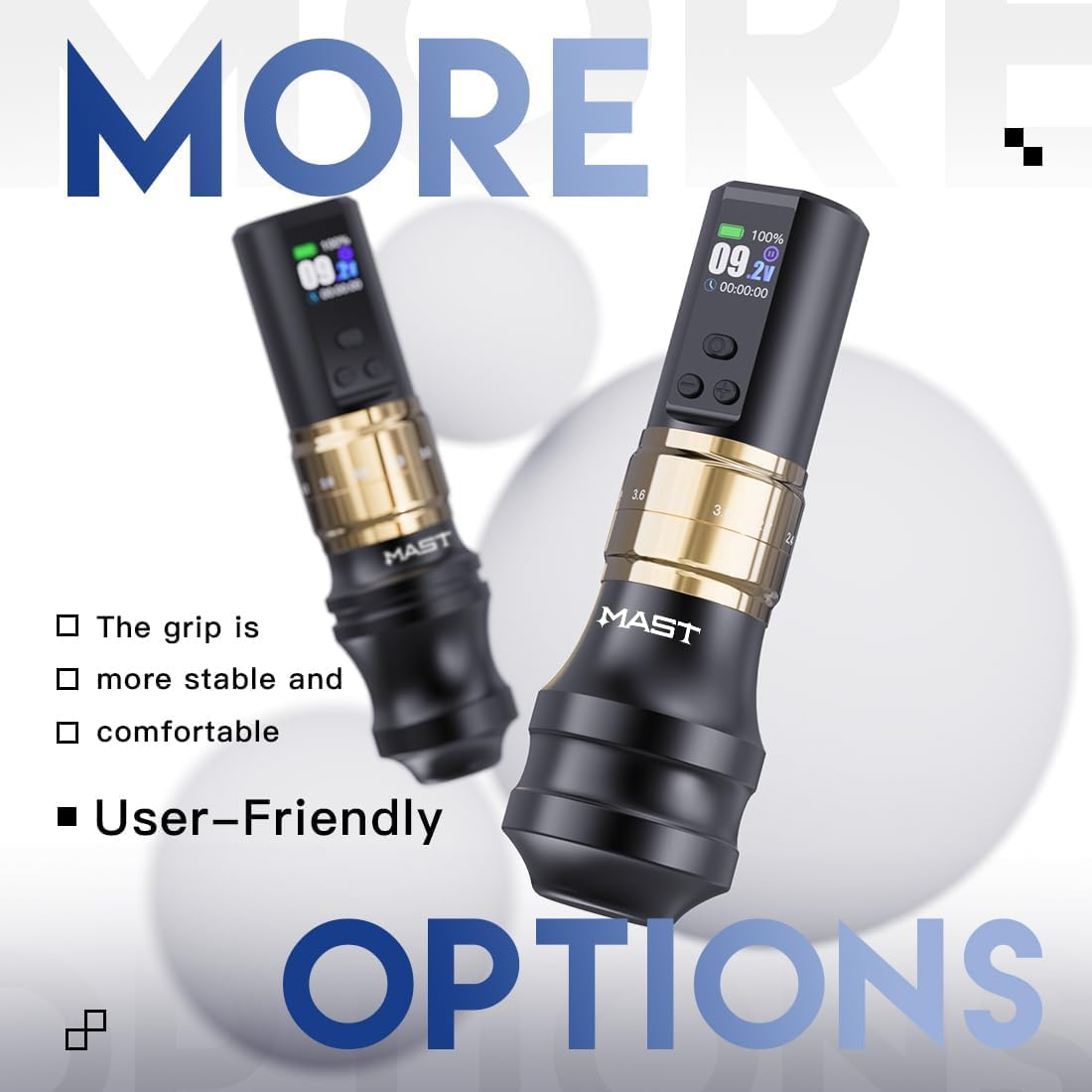 Mast Fold2 Pro Cordless Tattoo Machine, Rotary Tattoo Gun Pen, 2 Grips 40Mm & 44Mm, Mcore-C1 Powerful Motor, 7 Strokes Length image number 6