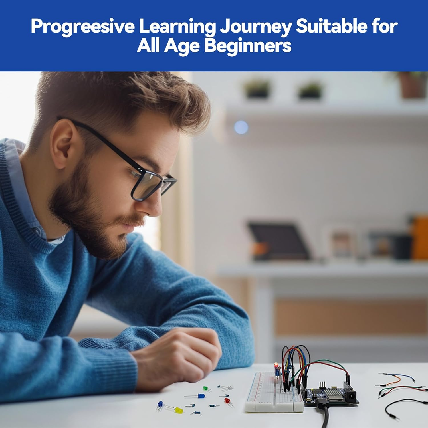 Sunfounder Elite Explorer Kit with Original Arduino Uno R4 Wifi, Rohs Compliant, Bluetooth Iot ESP32 IIC LCD1602 OLED, Super Starter Kit, Online Tutorials & Video Courses for Beginners & Engineers image number 4