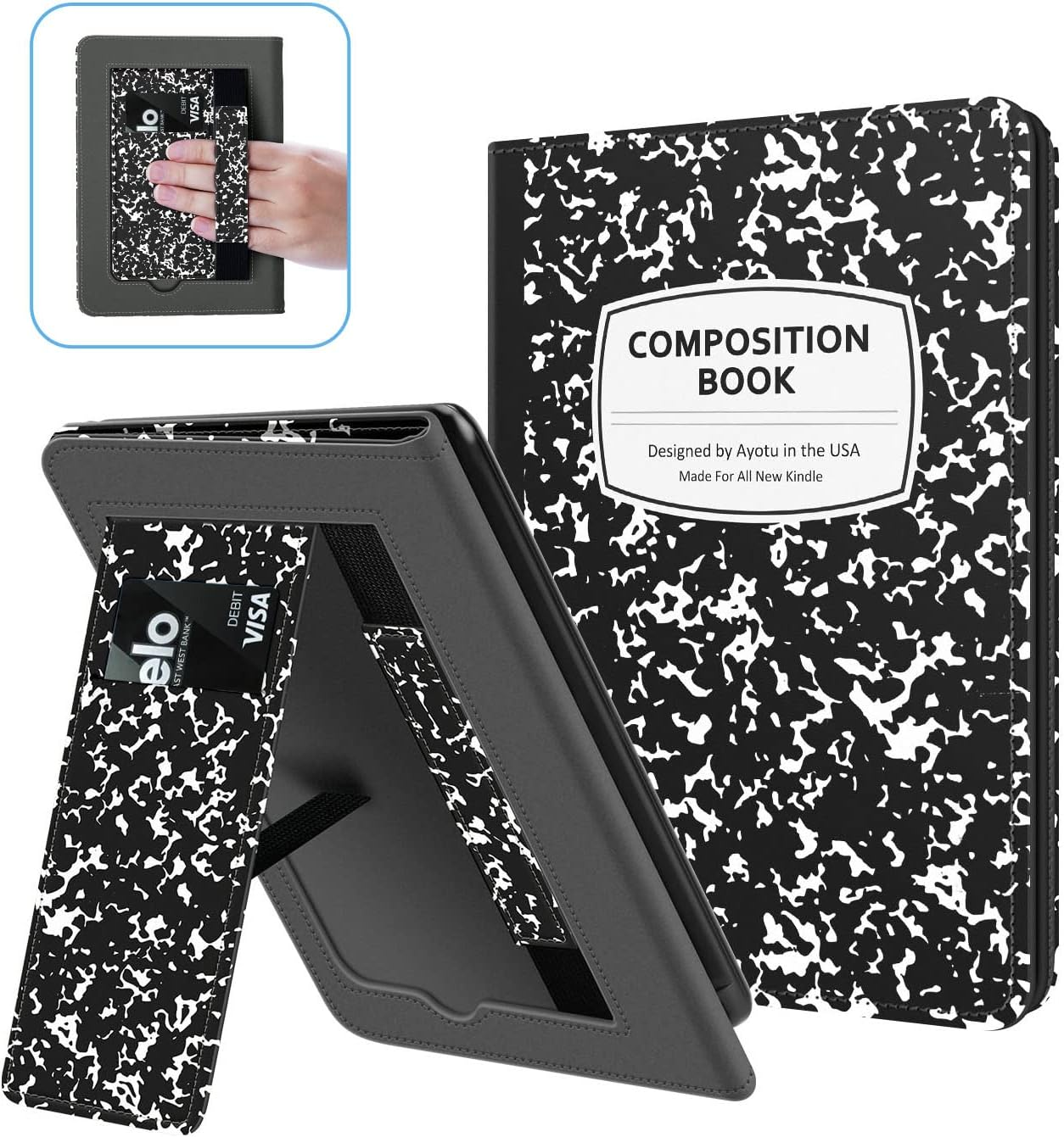 Ayotu Stand Case for Kindle Paperwhite 2021 - with Auto Wake/Sleep, Premium PU Leather Cover with Hand Strap, Only for 6.8" Kindle Paperwhite 11Th Generation 2021 and Signature Edition,The Library