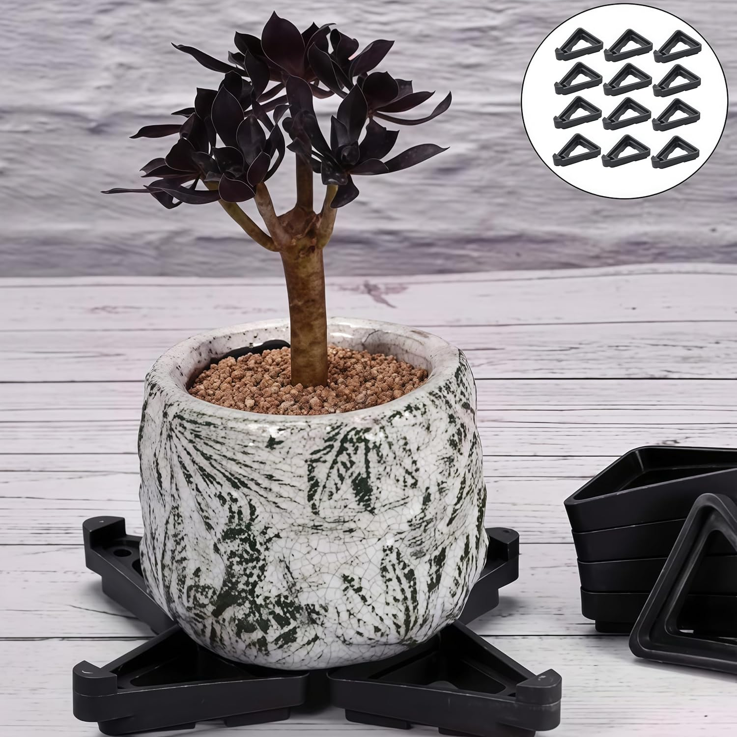 Chunlaihang12Pcs Plant Pot Feet,Packs of Invisible Flowerpot Risers and Tripods,Support Garden Flowerpot Risers for Indoor Outdoor Gardening Plant image number 2