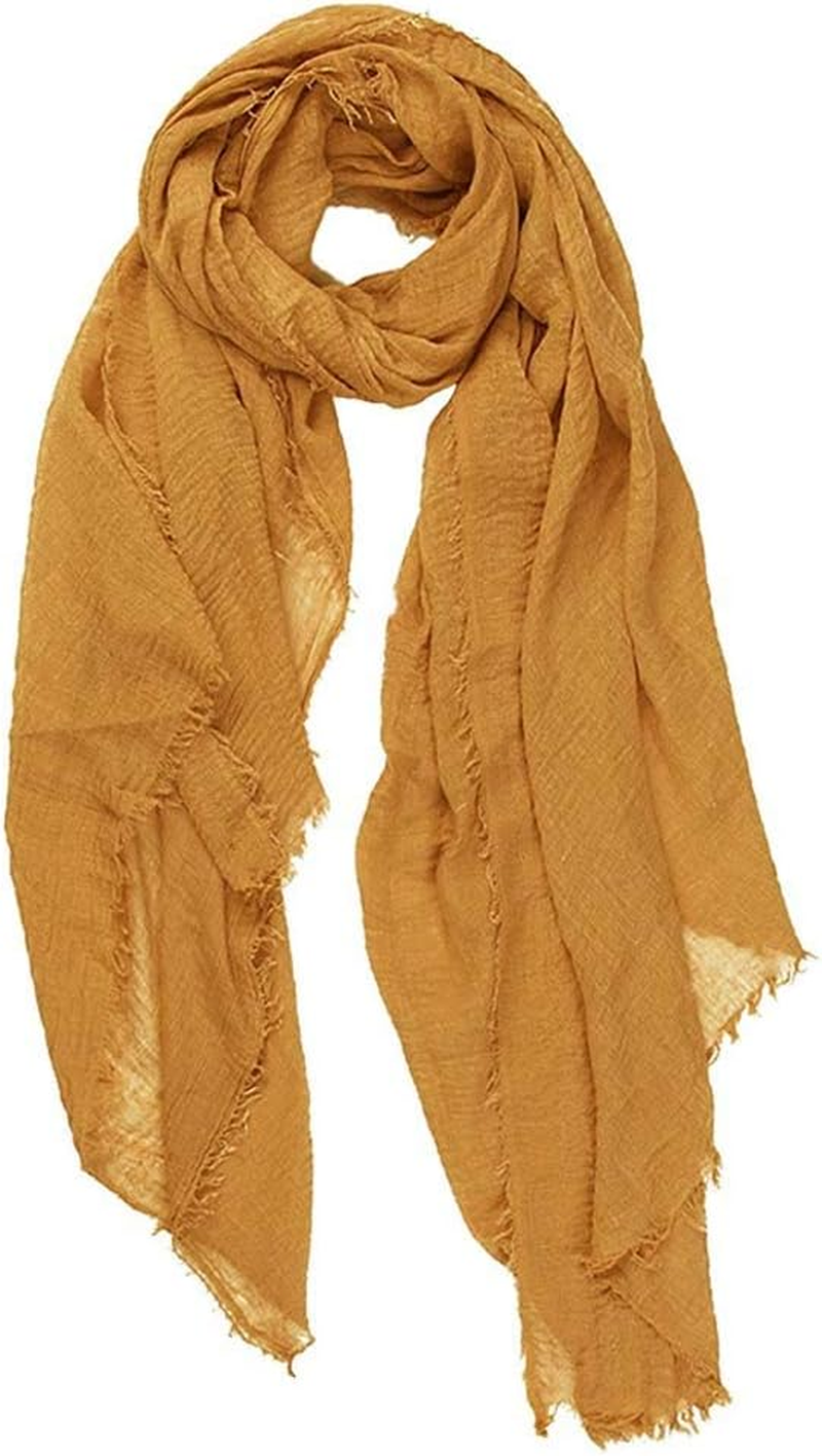 XRDSS Summer Cotton Blend Crinkle Vintage Soft Scarf with Fringed Edges 35" &times; 70" - Black/Gray/Brown image number 2