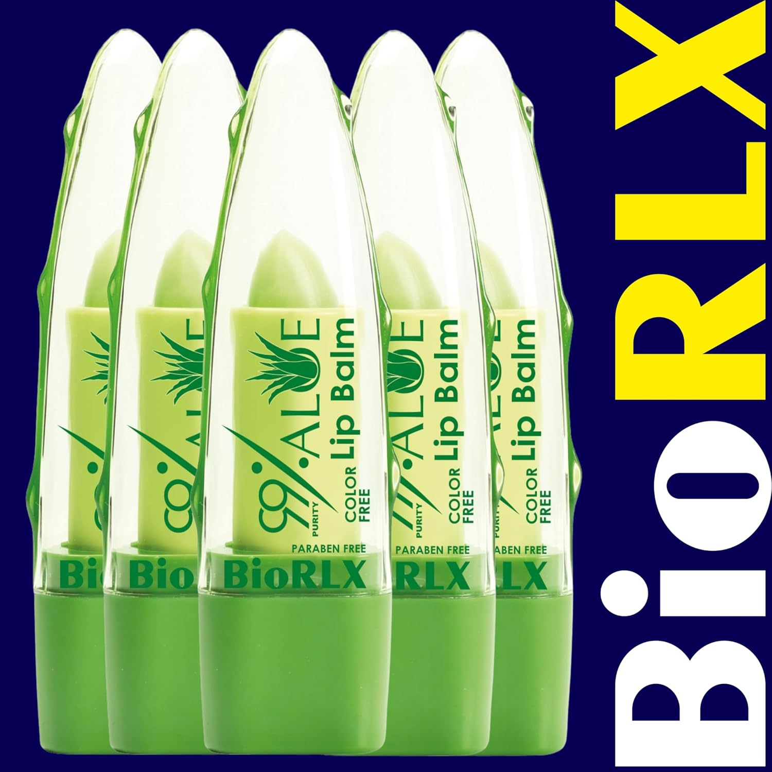 Biorlx 99% Purity Aloe Vera Color Free and Paraben Free Soothing Lip Balm (One Lip Balm)