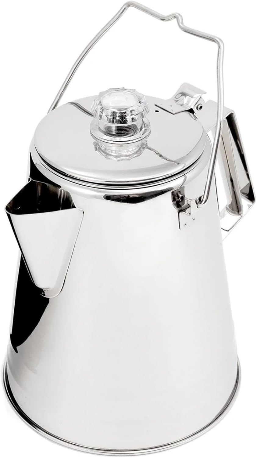GSI Outdoors Percolator Coffee Pot I Glacier Stainless Steel Ultra-Rugged for Brewing Coffee over Stove and Fire | Ideal for Group Camping, 14 Cup image number 6