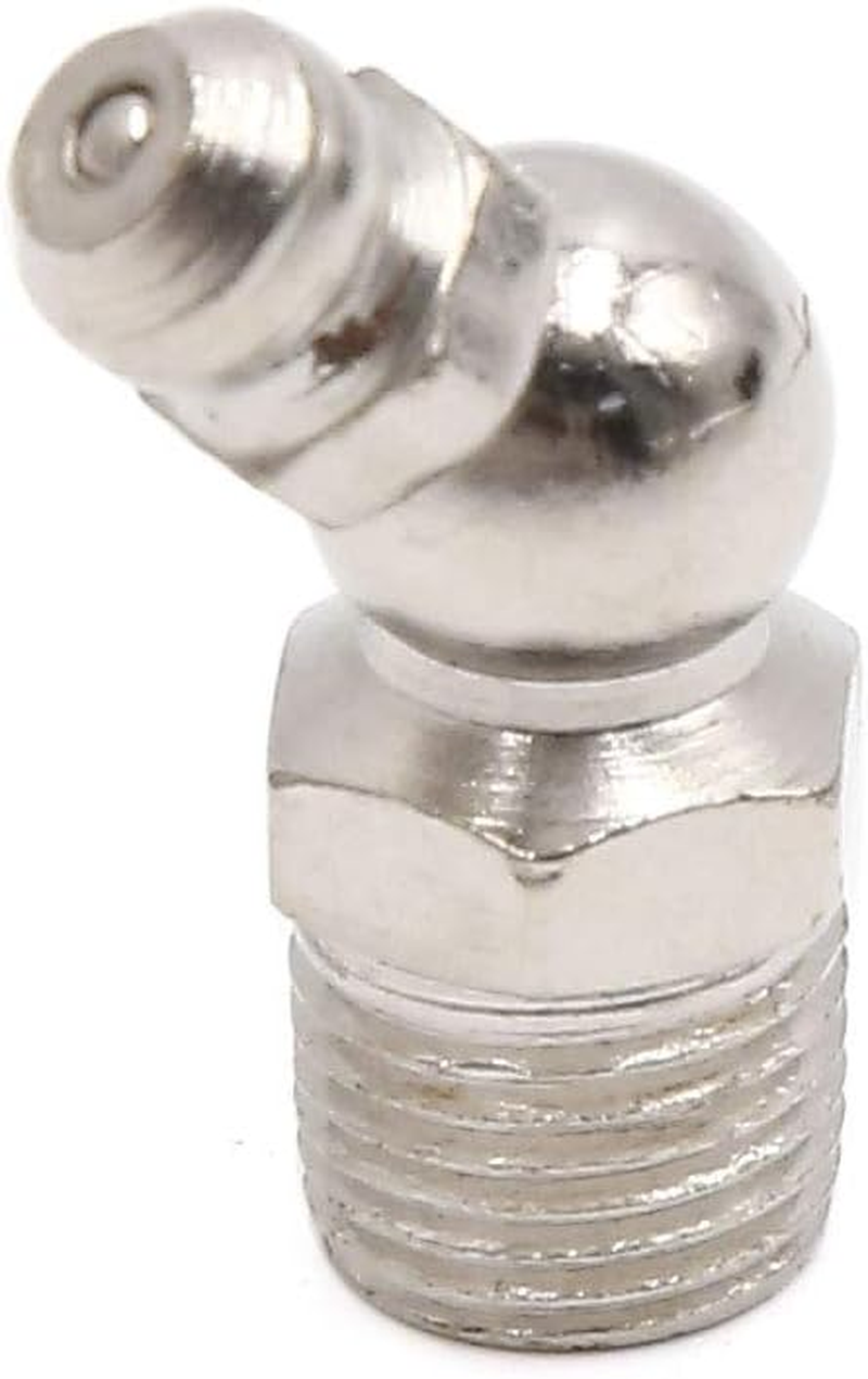 Uxcell 10Pcs 1/8" Nickel Plated 45 Degree Grease Nipple Fitting for Motorcycle Car