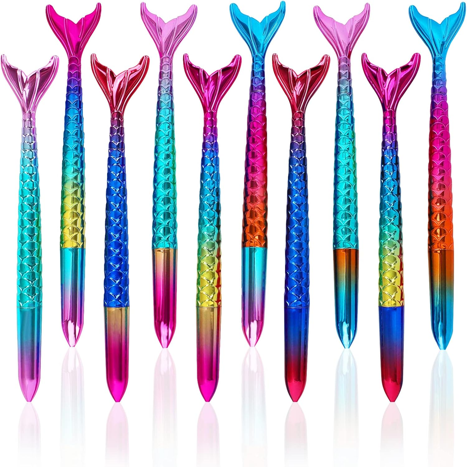 10 PCS Fish Pen, Gel Ink Pens, Rolling Ball Gel Pens Ballpoint Pens, Mermaid Shaped Pens, Fashion Cute Fish-Shaped Pen, School Office Home Party Gift Decor image number 5
