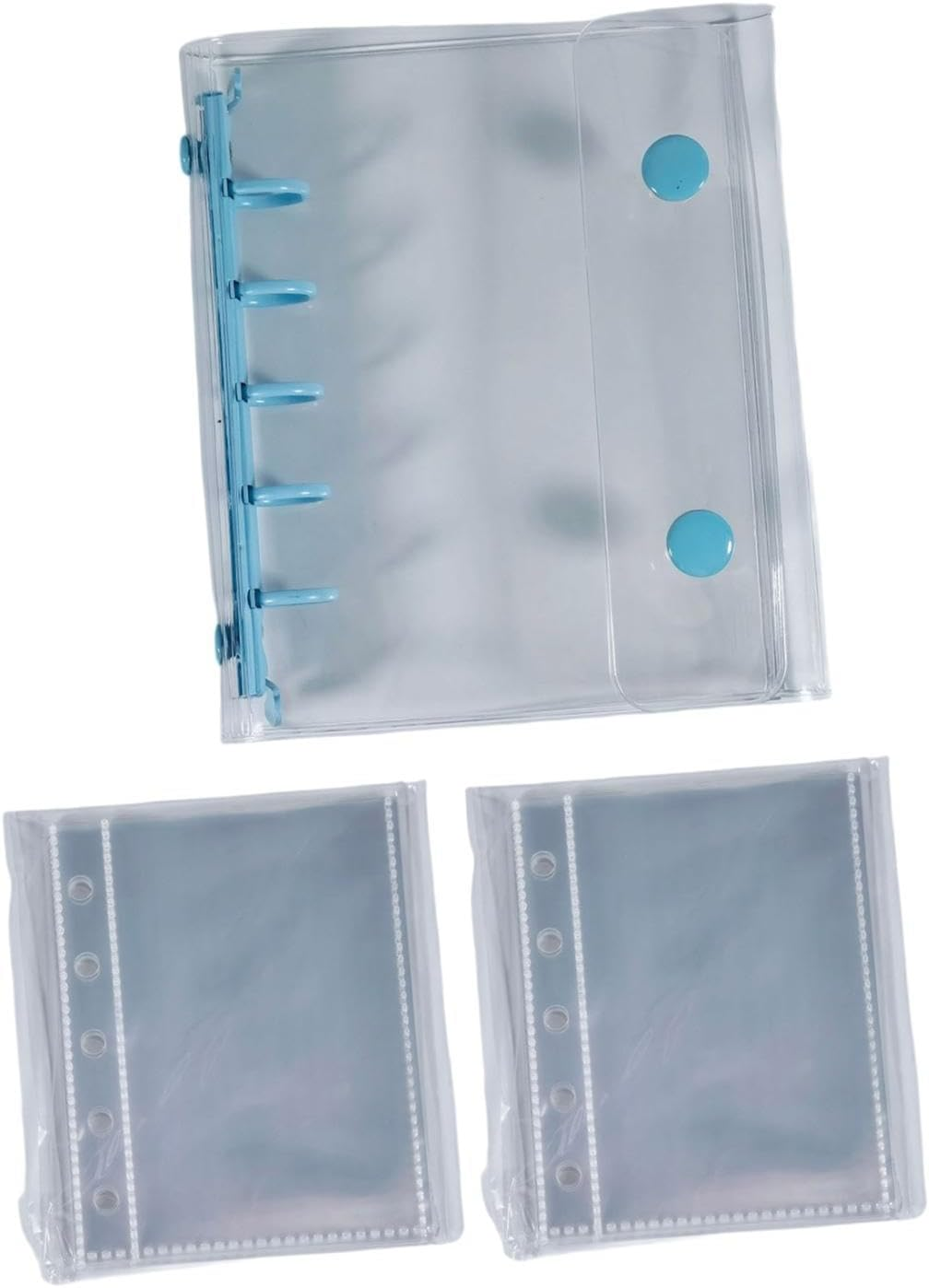 Binder Notebook Covers with Blank Inner Papers 5 S Protector Clear round Binder Cover for Travel Vacation Pictures, Green