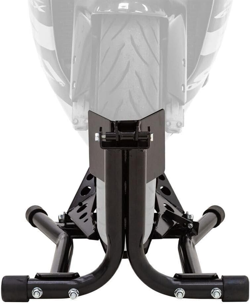 TDR Heavy Duty Steel Motorbike Front Stand Adjustable Wheel Chock Paddock Lock Storage 680Kg Capacity Fits 16 to 19 Inch Motorcycle Tires image number 1