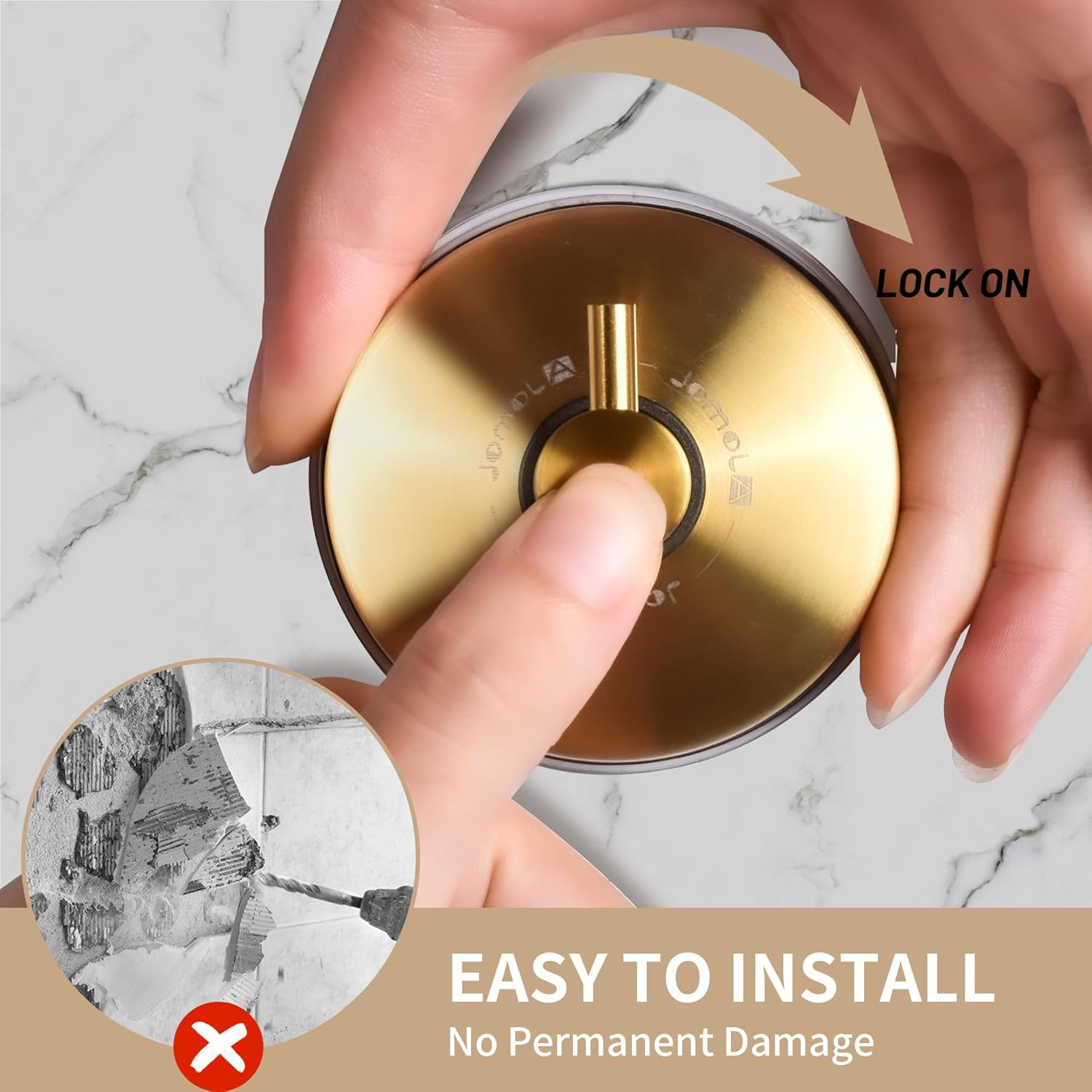 JOMOLA Suction Cup Shower Hooks for Hanging Towel Suction Hook for inside Shower Stainless Steel Coat Hooks Wall Mounted Kitchen Utensil Stainless Steel, Brushed Gold, 2PCS - 2 Pcs,Matte Black image number 2