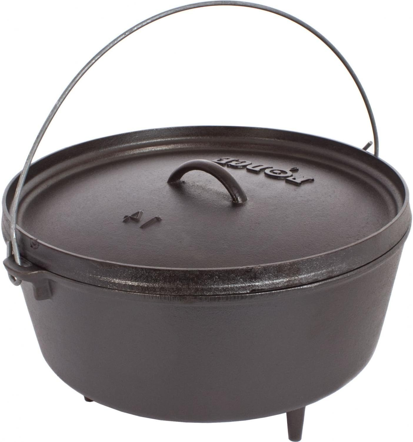Lodge 5 Quart Pre-Seasoned Cast Iron Camp Dutch Oven with Lid - Dual Handles - Use in the Oven, on the Stove, on the Grill or over the Campfire - Black image number 1