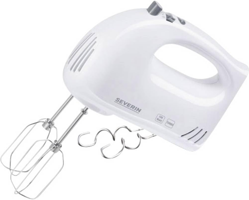 SEVERIN HM 3820 Hand Mixer, 5 Speed Levels, Turbo, Stainless Steel Whisks & Dough Hooks, White image number 2