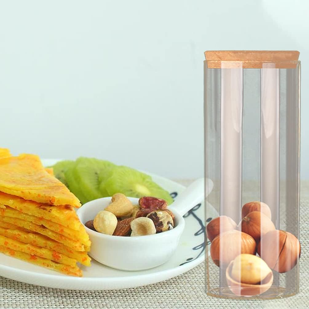 2Pcs 300Ml/10Oz Kitchen Storage Containers with Cork Lids Refillable Clear Glass Food Canisters Storage Container Vial Jars for Tea Coffee Flower Dry Goods Pantry