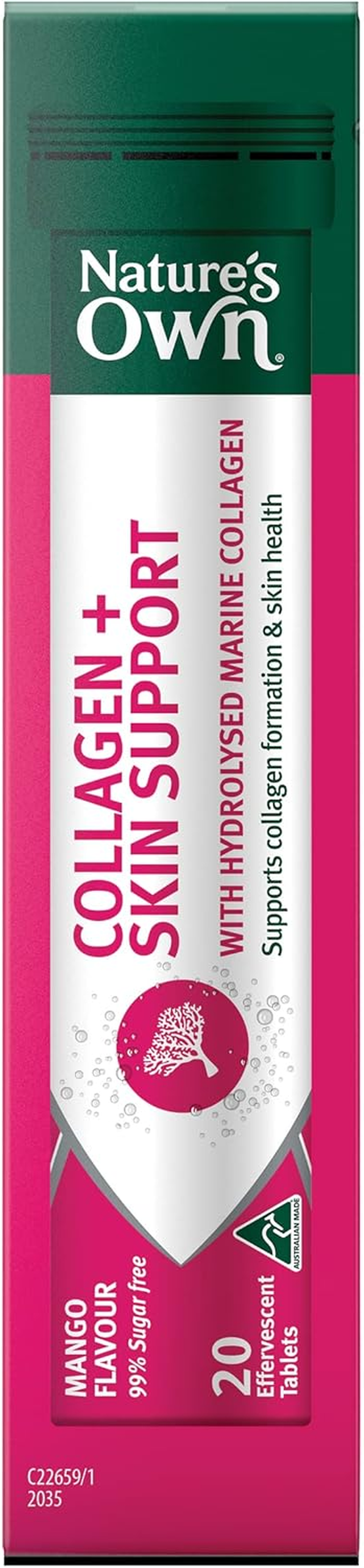 Nature'S Own Collagen plus Skin Support Tablets 60 - Supports Collagen Formation, Skin, Hair, and Nail Health - Reduces Free Radicals Formed in the Body- Effervescent, Mango Flavoured image number 3