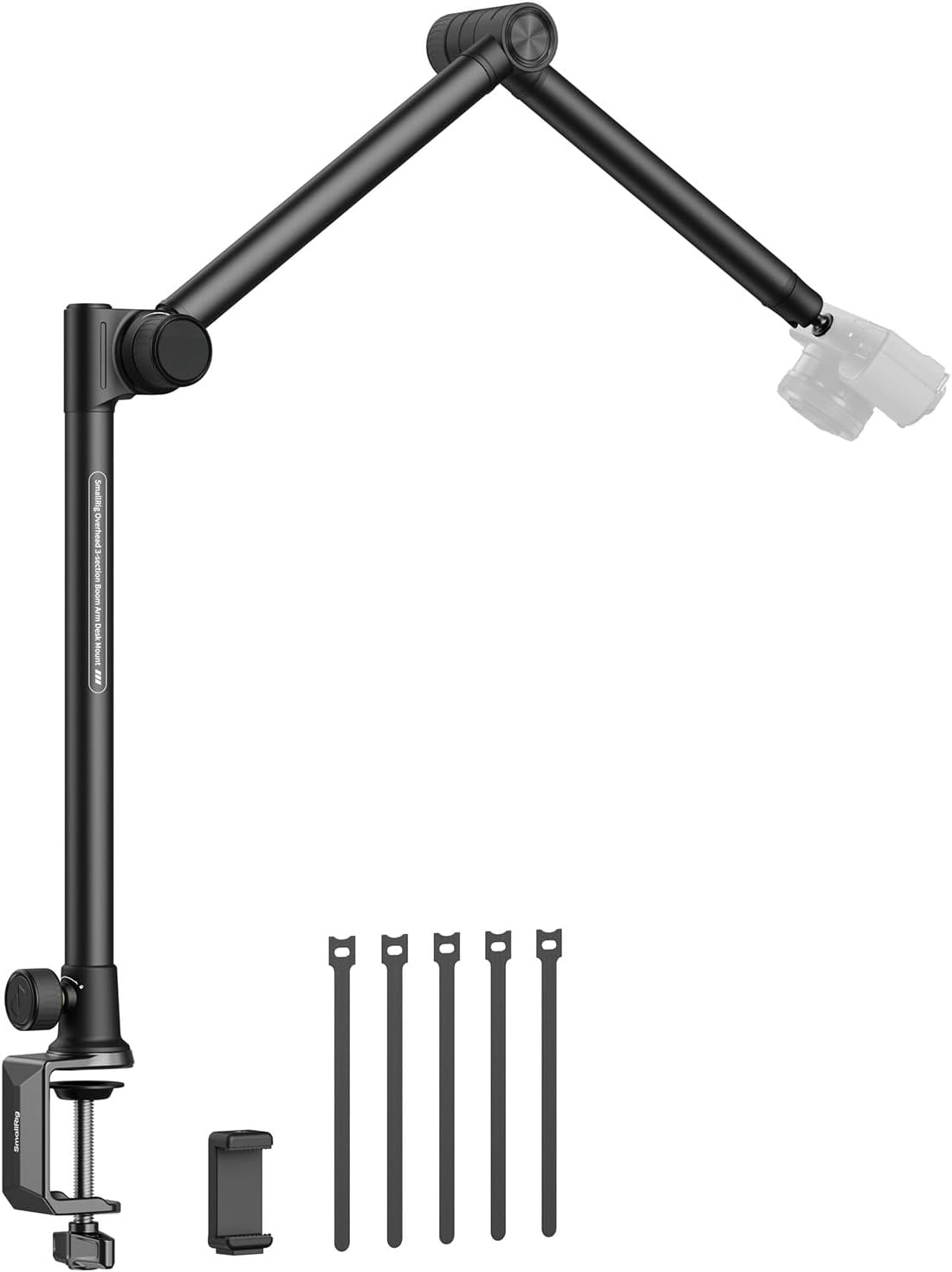 Smallrig Overhead 3-Section Desktop Camera Bracket, Damping Boom Arm Desk Mount with 360&deg; Rotatable Ball Head, Tabletop C Clamp, Max Load to 4.4Lbs / 2Kg for Photography Videography Live Stream - 4324 image number 1