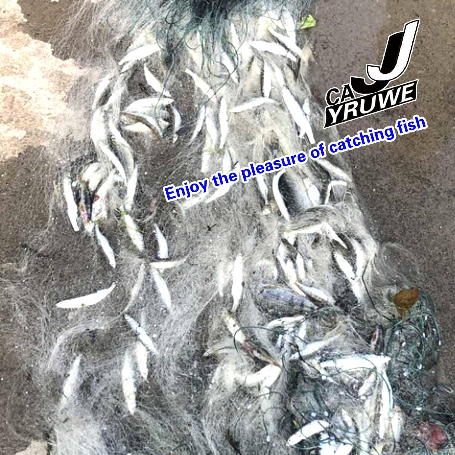 CAJJYRUWE Folding Fish Sticky Net Three Layer Mesh Nylon Floating Fishing Net Automatically Trap Catch Stick More Fish Easily Portable Folded Reuse Durable Size 25X1.5M or 984X59Inch for River Lake image number 5