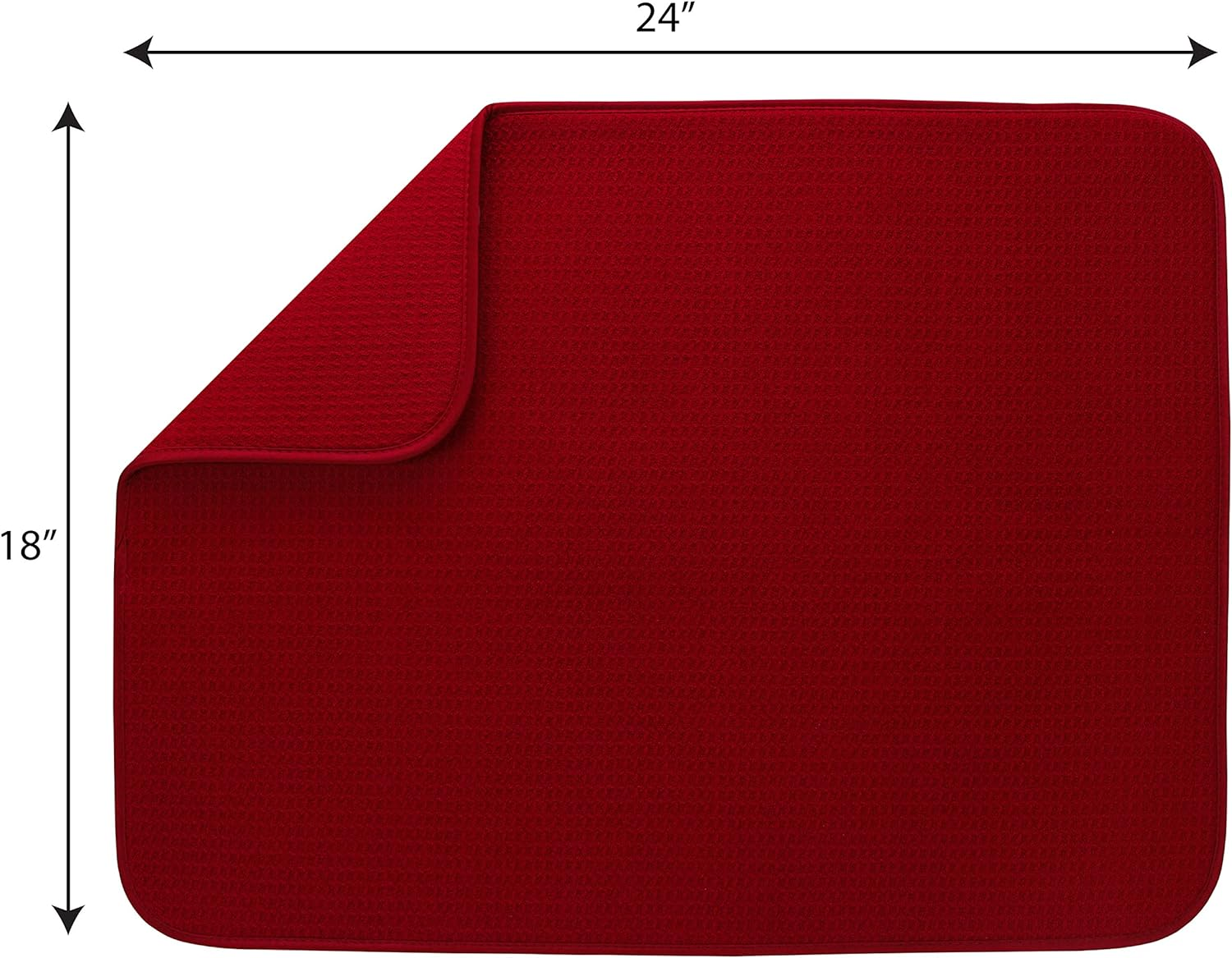 S&T 497500 Microfiber Dish Drying Mat, X-Large, 18 by 24-Inch, Grey/White Trellis, Racer Red, X-Large - Black  White Stripe image number 7