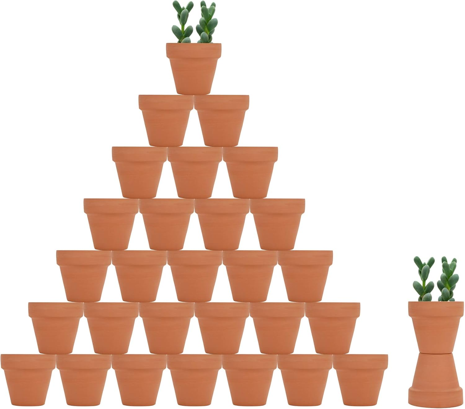 32Pcs Small Mini 2" Terracotta Pot Clay Ceramic Pottery Planter, Cactus Flower Nursery Terra Cotta Pots, with Drainage Hole, for Indoor/Outdoor Succulent Plants, Crafts, Wedding Favor image number 6