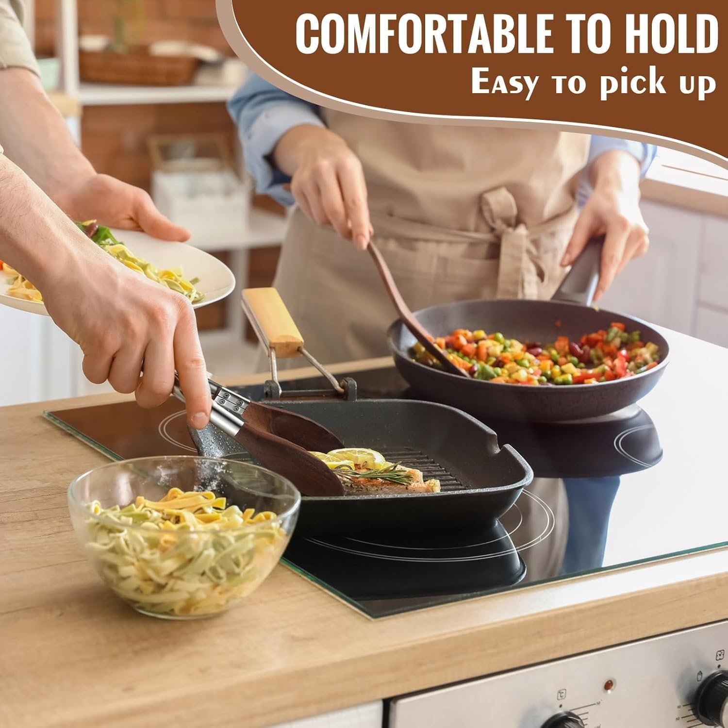 Sopco 2-Piece Walnut Wooden Kitchen Tongs Set (11.4 Inches) &ndash; Wood-Tipped Utensils for Salad Serving, Burger Flipping, Grilling & More image number 5