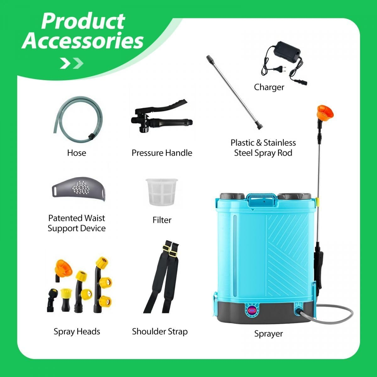 AUSWAY 16L Electric Backpack Sprayer 12V Battery Powered Rechargeable Knapsack Garden Watering Lawn Weed Disinfection Agriculture Car Wash Spray Equipment image number 6