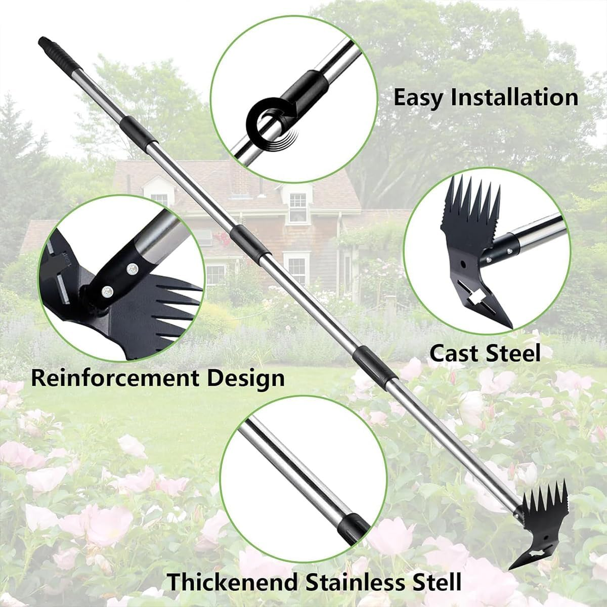 AIMALL 2 - in - 1 Adjustable Garden Hoe, Dual - Purpose Weeding & Shoveling Tool, Stainless Steel Telescopic Handle, Multi - Functional Yard/Gardening Rake image number 4