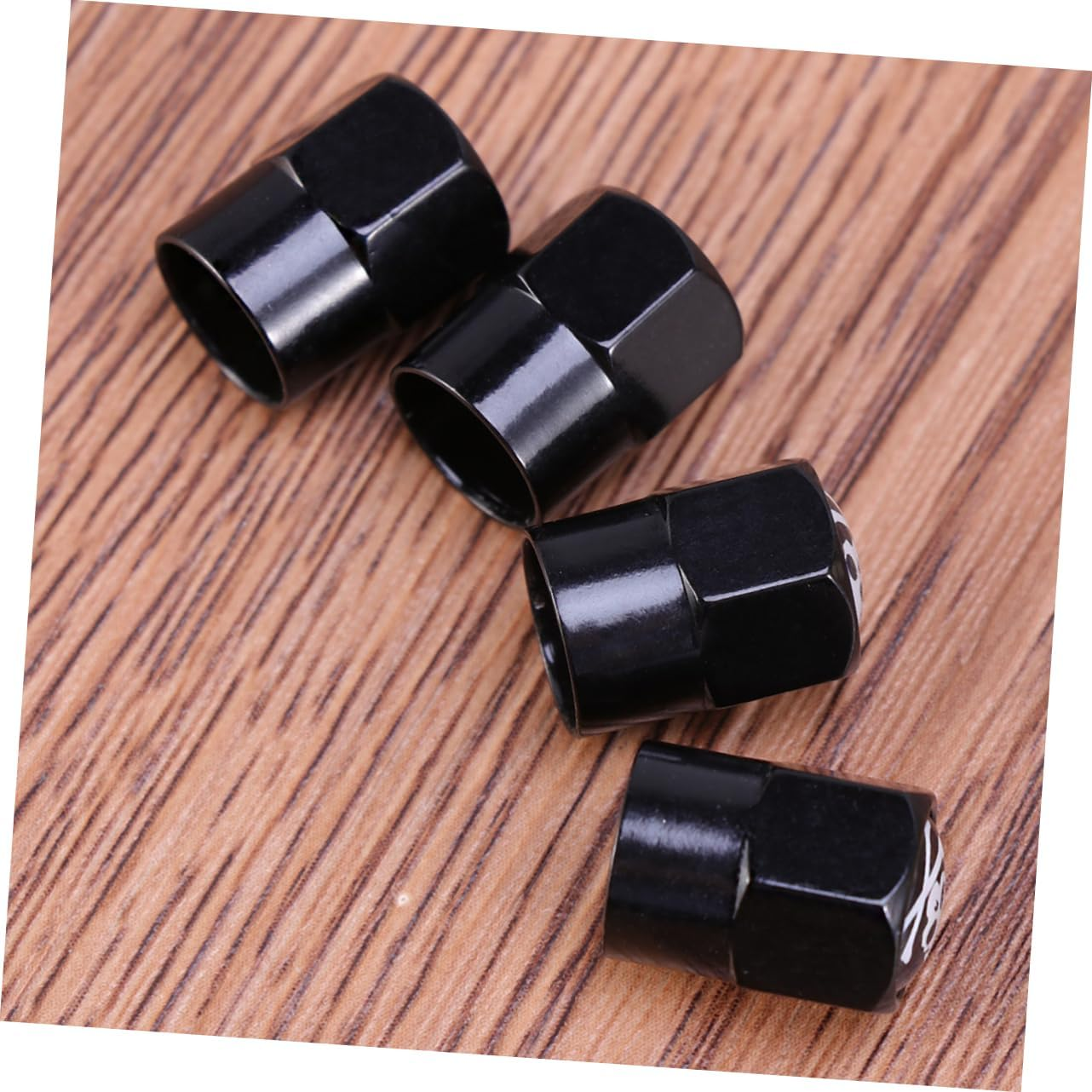 4Pcs Skull Pattern Car Tyre Valve Caps Black Universal Auto Dust Caps Set for SUV Motorcycle Truck Wheels image number 4