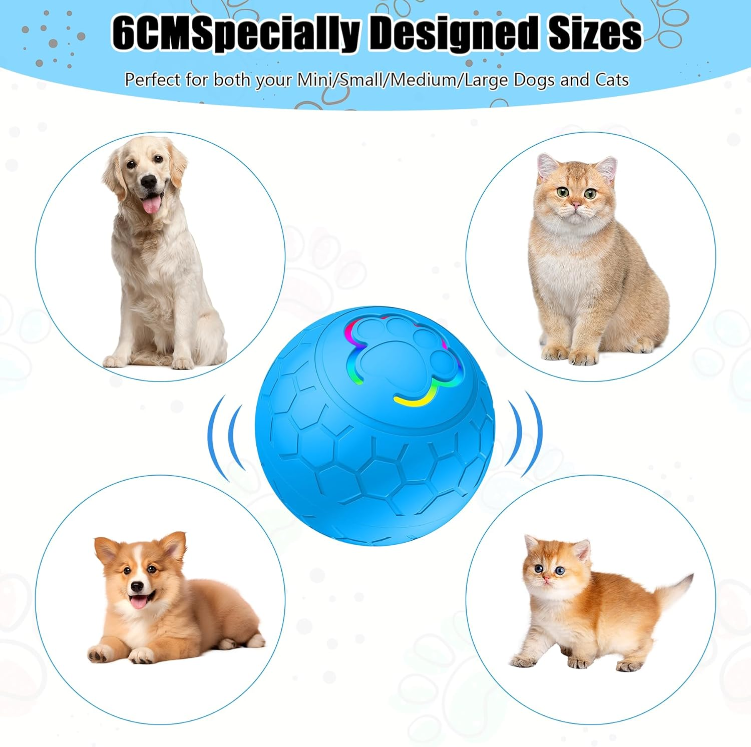 Interactive Dog Toy Ball,Automatic Moving Dog Toy Ball, Vibrating Ball for Dogs for Small, Medium, Large Dogs - Grey image number 2