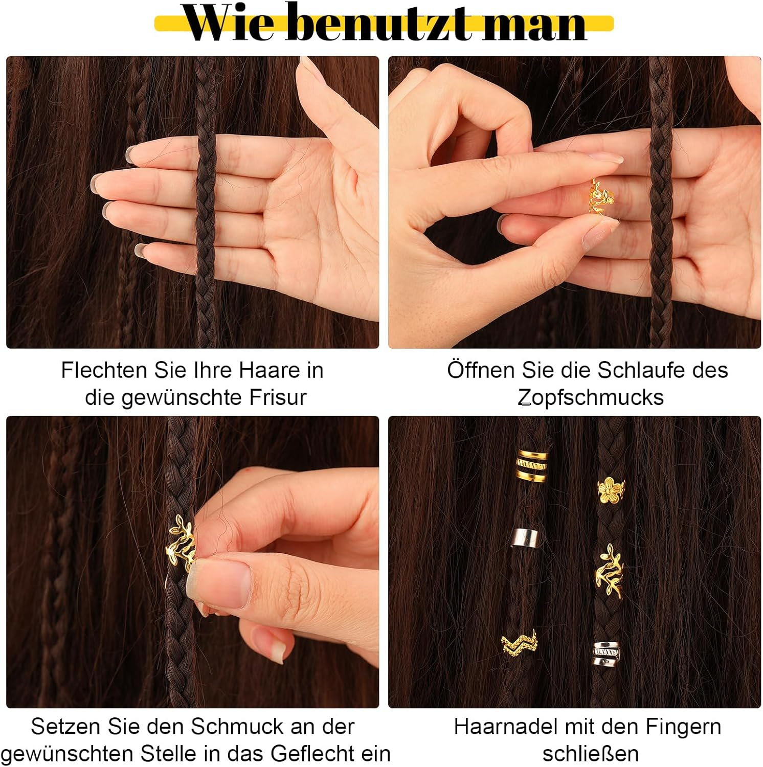 Dusaniyali 100 Piece Dreadlocks Jewellery Set Hair Accessories Pirate Hair Rings Silver and Gold Pirate Hair Accessories Braids Accessories with Rubber Bands Storage Box for Braids Hair image number 2