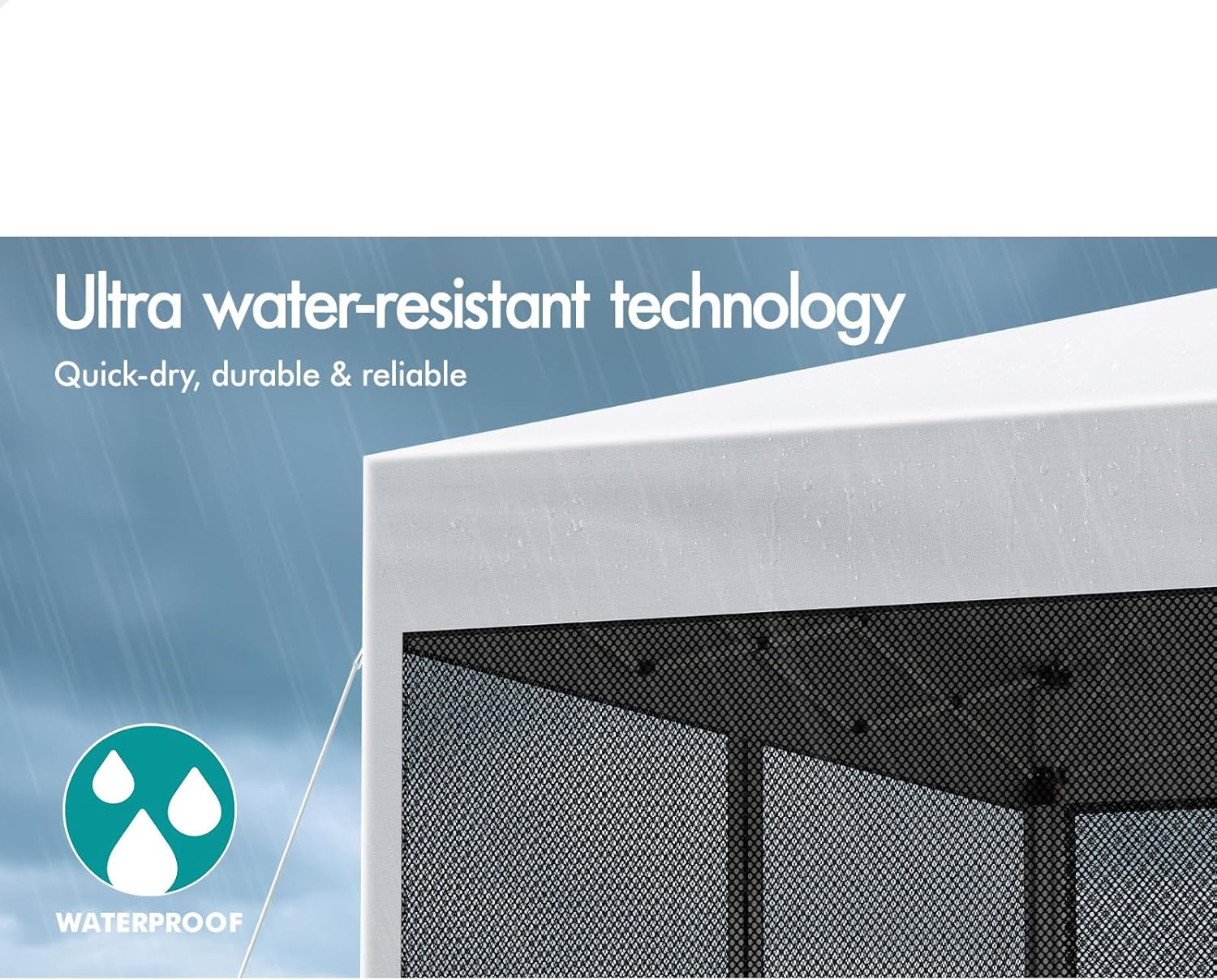 ALFORDSON Gazebo Marquee 3 X 3M with 4 Mesh Wall Panels and Pegs & Ropes, Easy Set-Up Canopy with Carry Bag, Camping Shelter Shade with Steel Frame for Wedding Party Pavilion, White image number 5