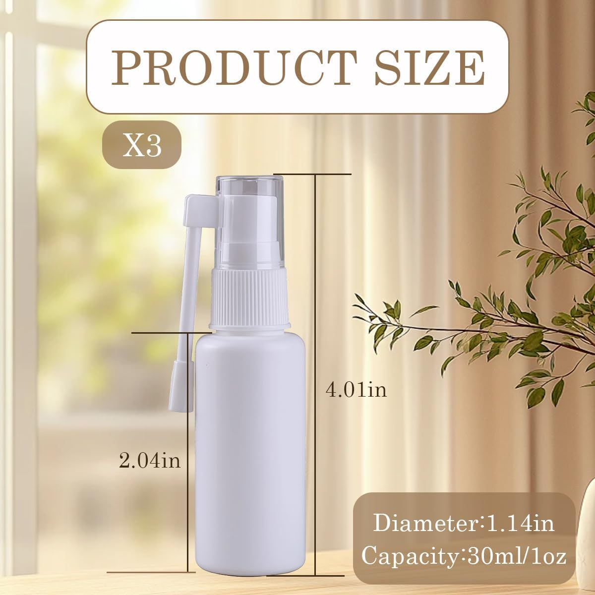 UPSTORE 3PCS 1Oz(30Ml) Plastic Nasal Spray Bottle with 360 Degree Rotation Refillable Empty Throat Sprayer Pump Cleaning Container Travel Sized Sub Cosmetic Bottle (White) image number 5